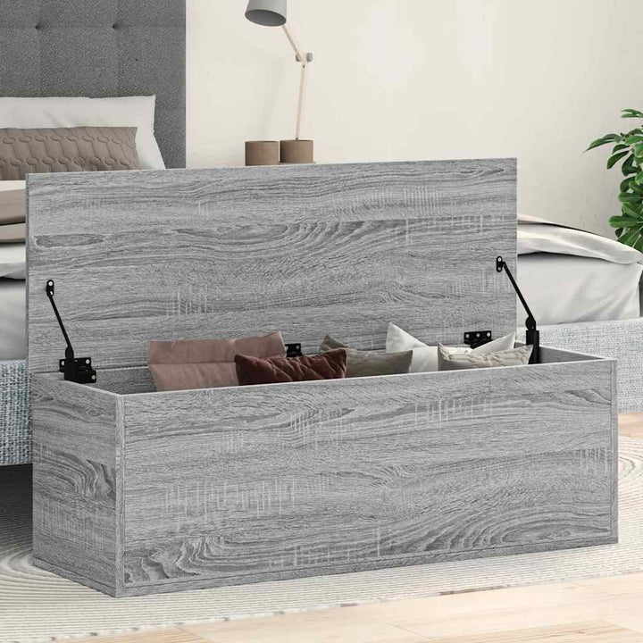 opbevaringsboks 102x35x35 cm konstrueret træ grå sonoma-eg