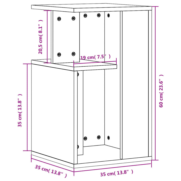 sidebord 35x35x60 cm konstrueret træ sonoma-eg