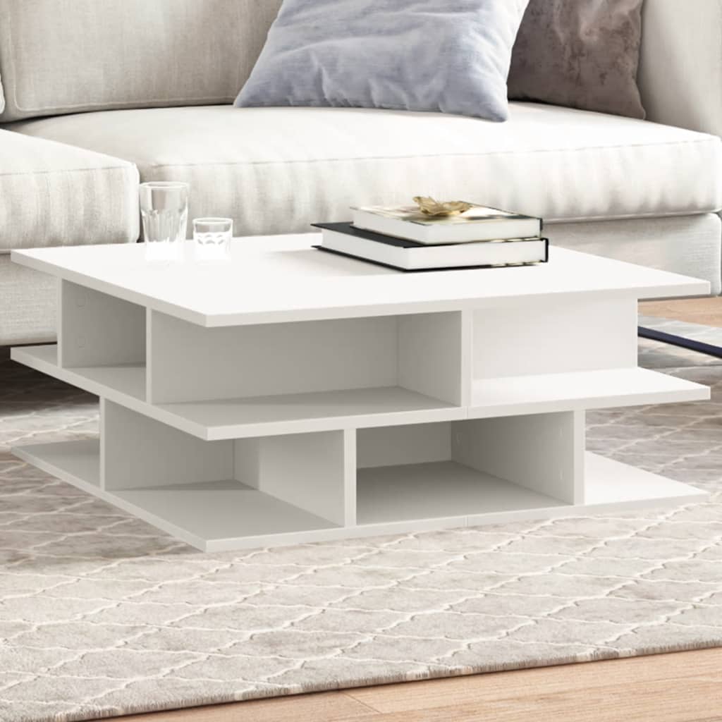 sofabord 70x70x29 cm konstrueret træ hvid