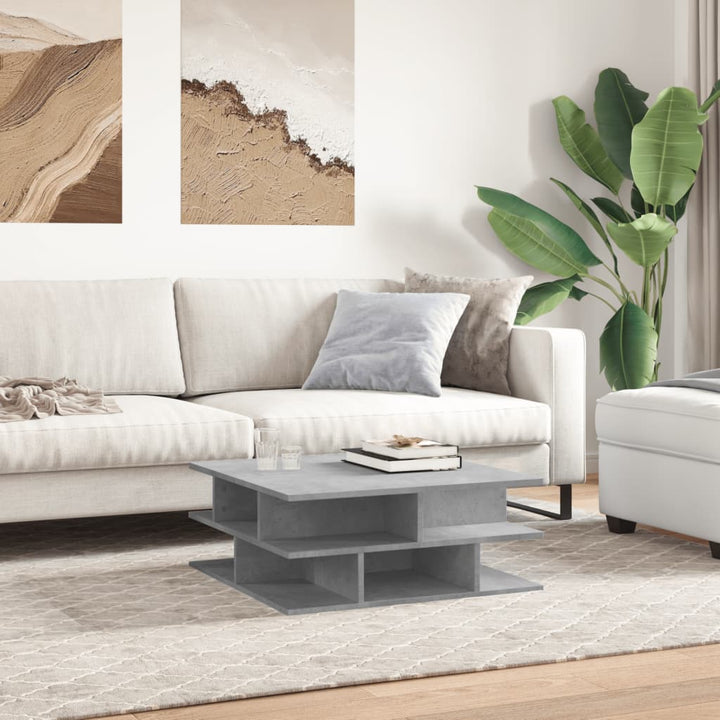 sofabord 70x70x29 cm konstrueret træ betongrå