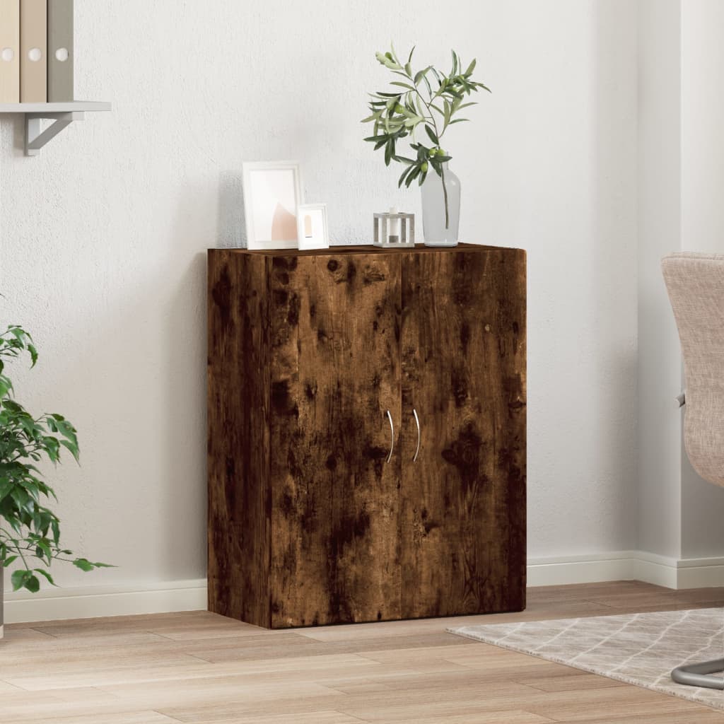 arkivskab 60x32x77,5 cm konstrueret træ røget egetræsfarve