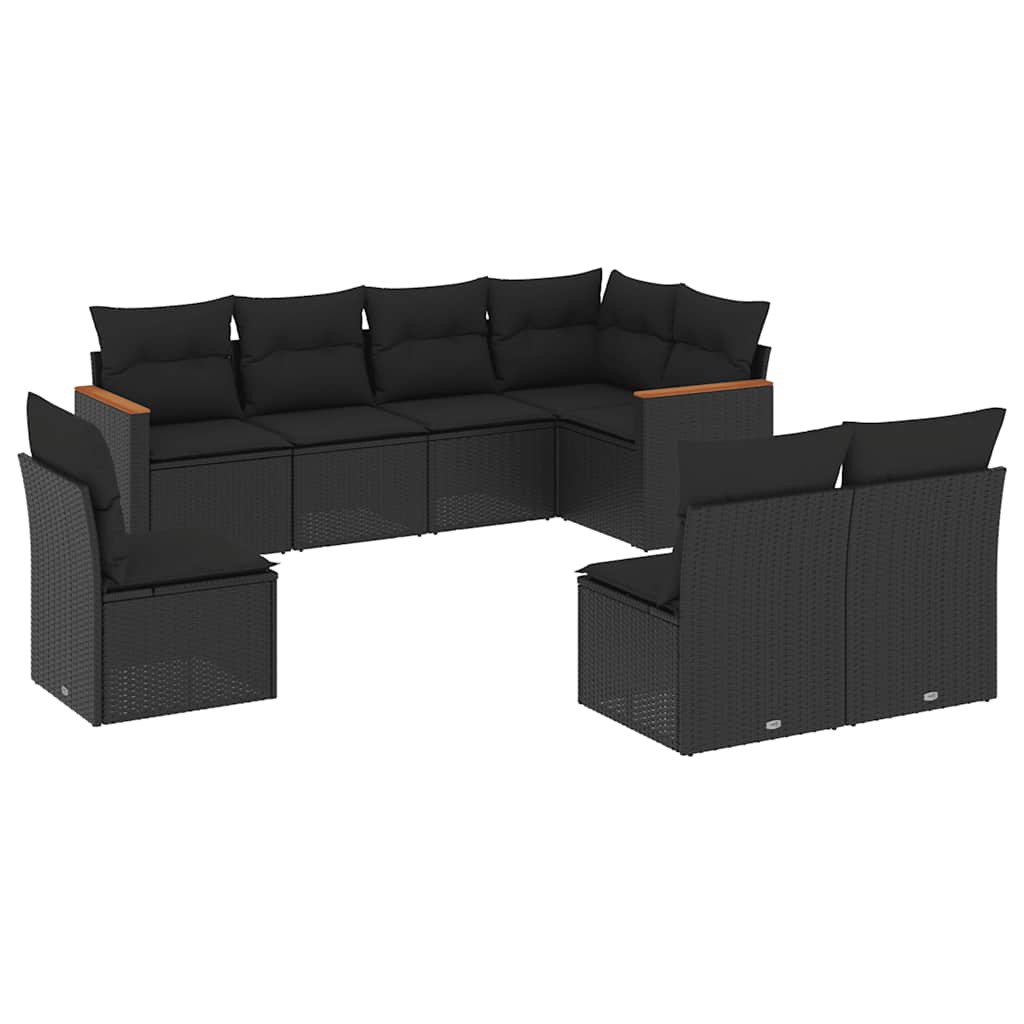 sofasæt til haven 8 dele med hynder polyrattan sort