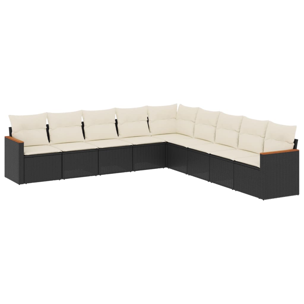 sofasæt til haven 9 dele med hynder polyrattan sort