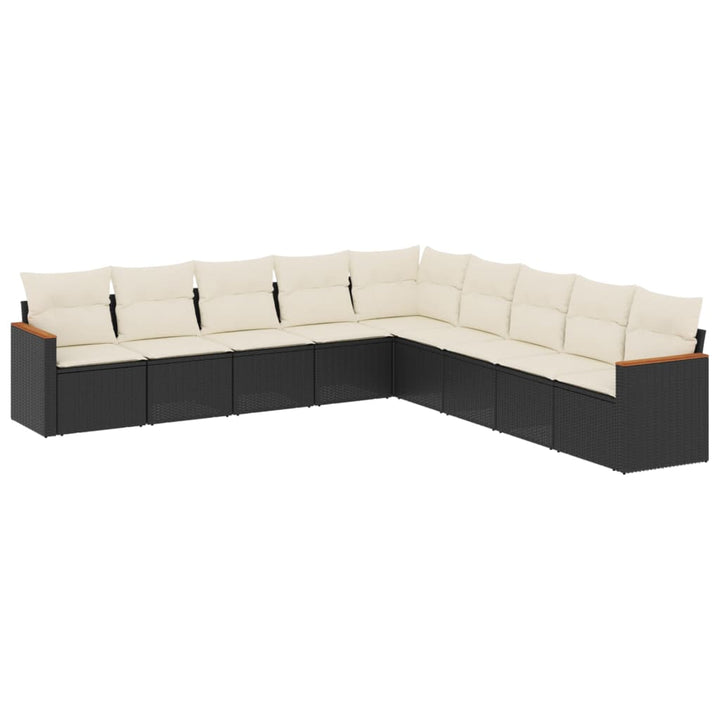 sofasæt til haven 9 dele med hynder polyrattan sort