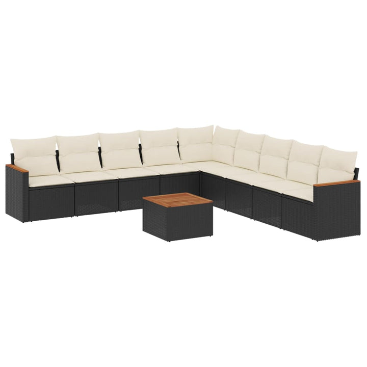 sofasæt til haven 10 dele med hynder polyrattan sort