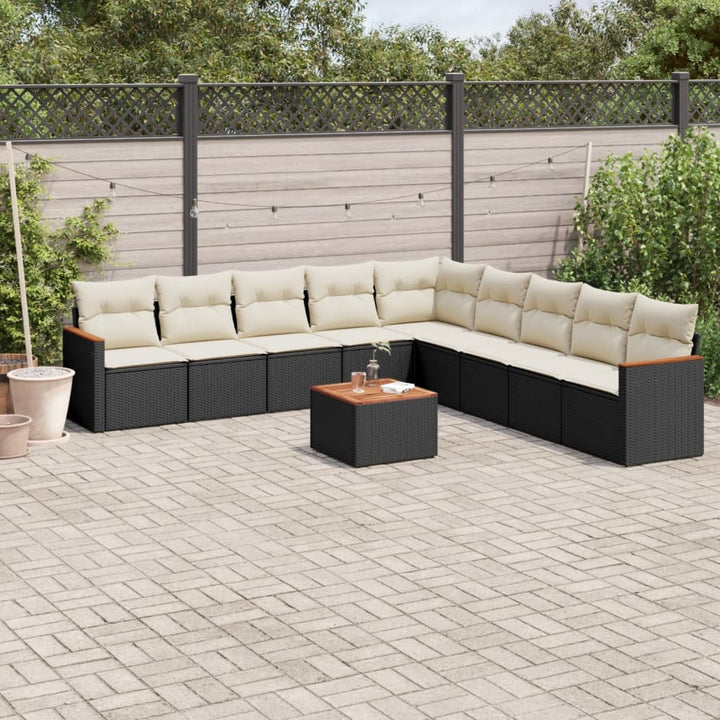 sofasæt til haven 10 dele med hynder polyrattan sort