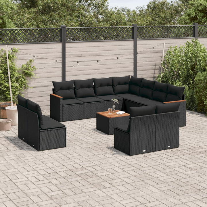 sofasæt til haven 12 dele med hynder polyrattan sort