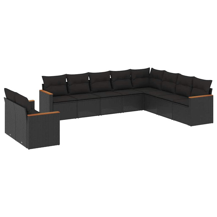 sofasæt til haven 10 dele med hynder polyrattan sort