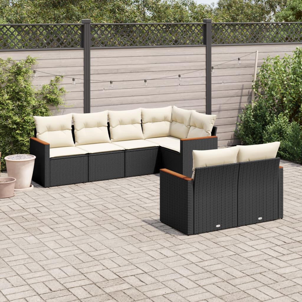 sofasæt til haven 7 dele med hynder polyrattan sort