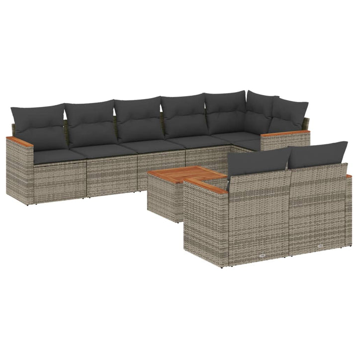 sofasæt til haven 9 dele med hynder polyrattan grå