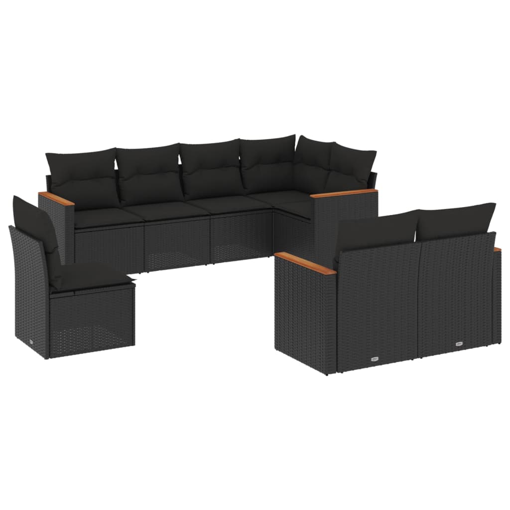 sofasæt til haven 8 dele med hynder polyrattan sort