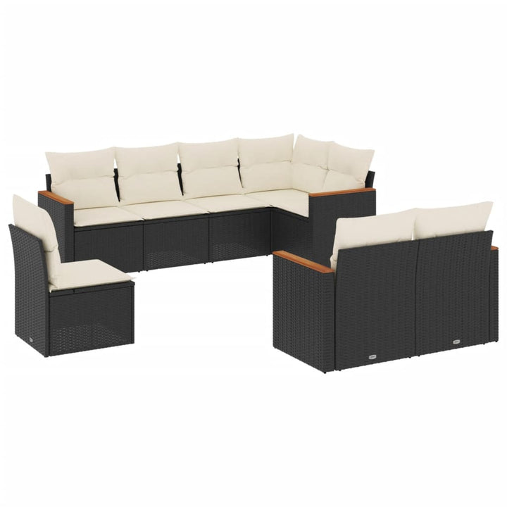 sofasæt til haven 8 dele med hynder polyrattan sort