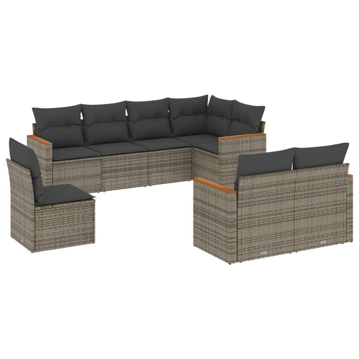 sofasæt til haven 8 dele med hynder polyrattan grå