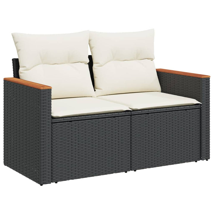 sofasæt til haven 7 dele med hynder polyrattan sort