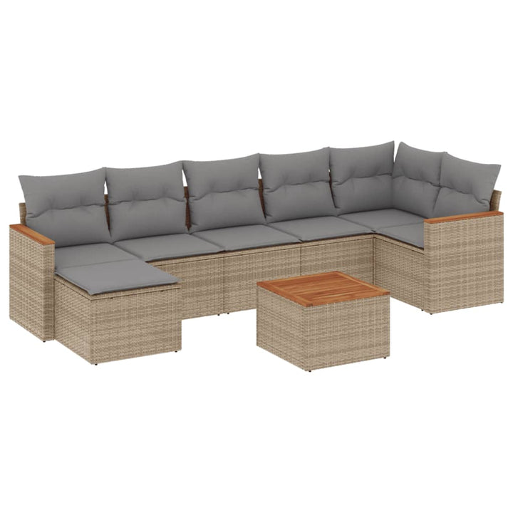 havesofasæt 8 dele med hynder polyrattan beige