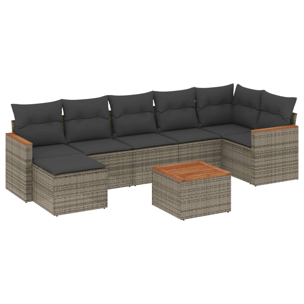 sofasæt til haven 8 dele med hynder polyrattan grå