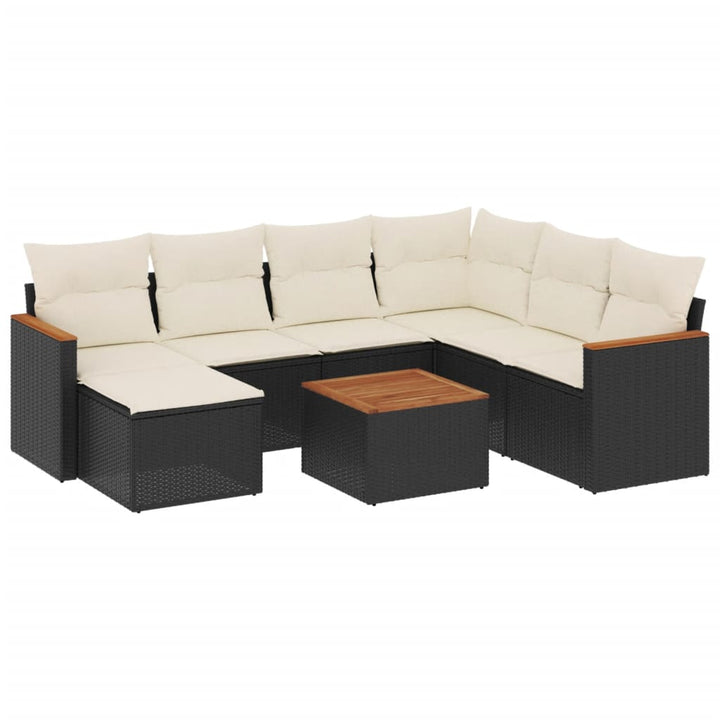 sofasæt til haven 8 dele med hynder polyrattan sort