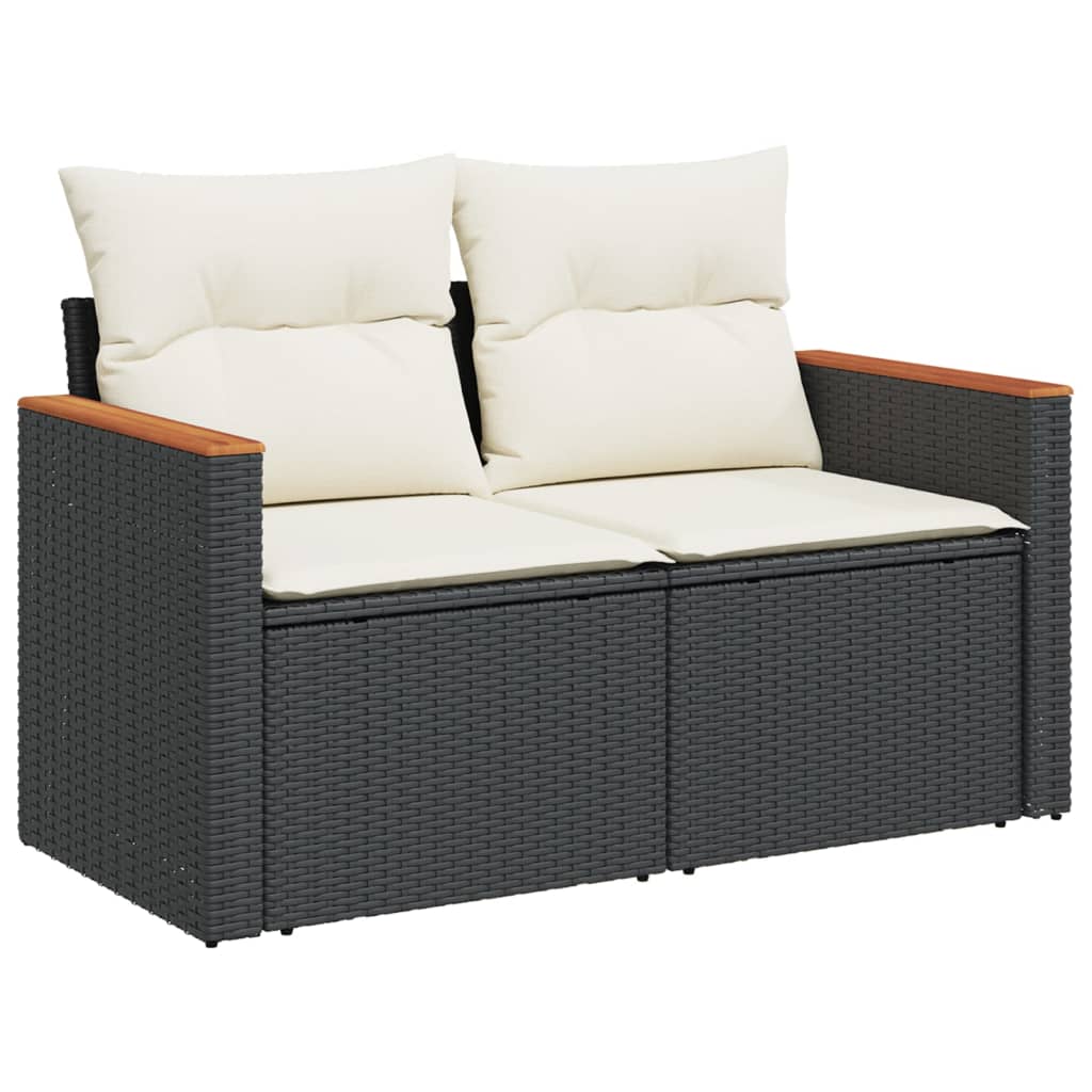 sofasæt til haven 7 dele med hynder polyrattan sort