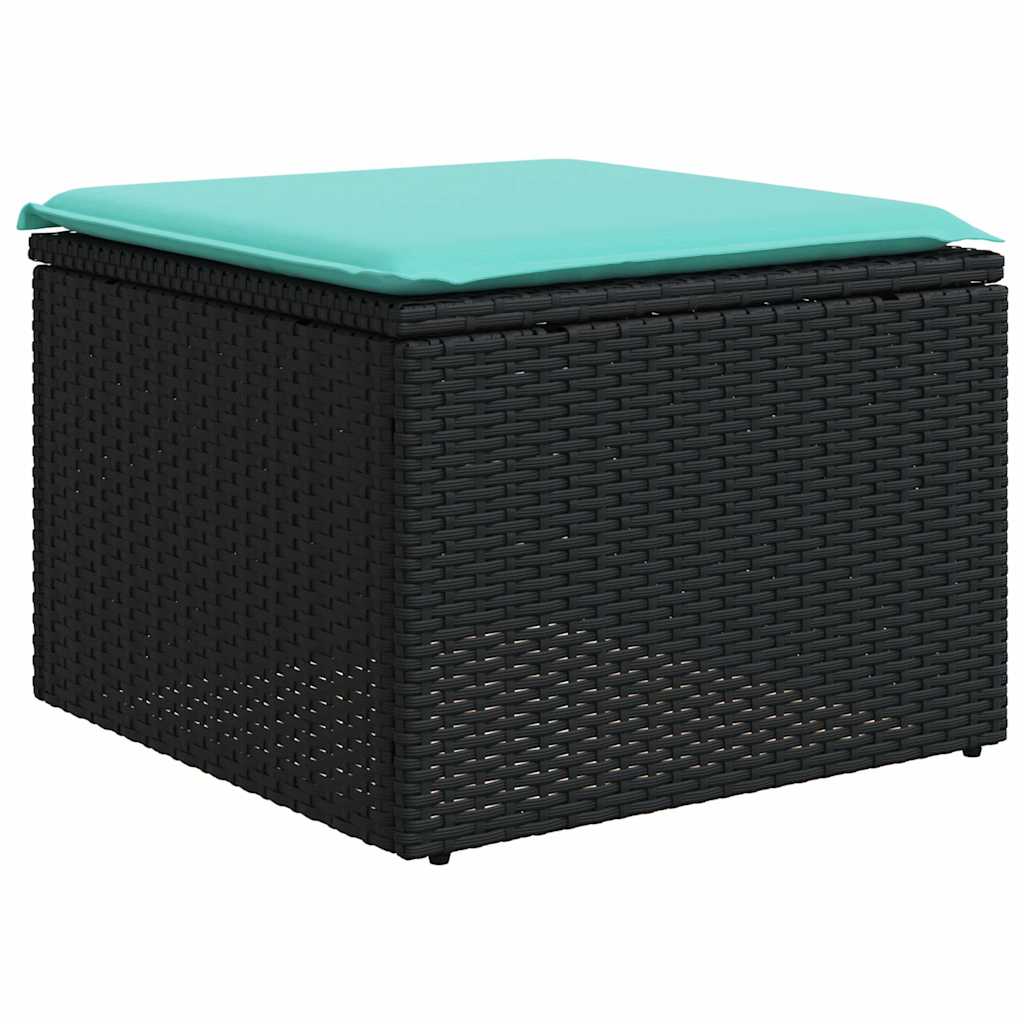 8-delt havesofasæt med hynder sort polyrattan