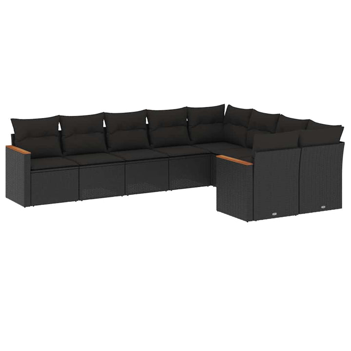 sofasæt til haven 9 dele med hynder polyrattan sort
