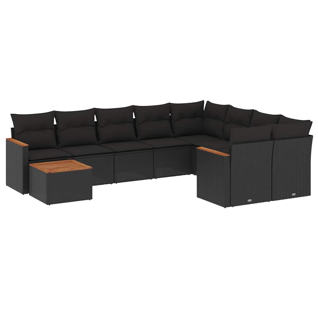 sofasæt til haven 10 dele med hynder polyrattan sort