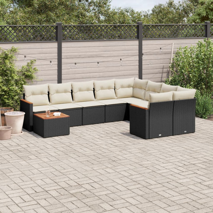 sofasæt til haven 10 dele med hynder polyrattan sort