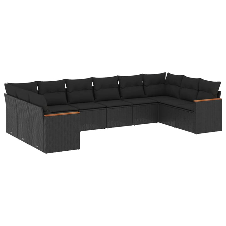 sofasæt til haven 10 dele med hynder polyrattan sort