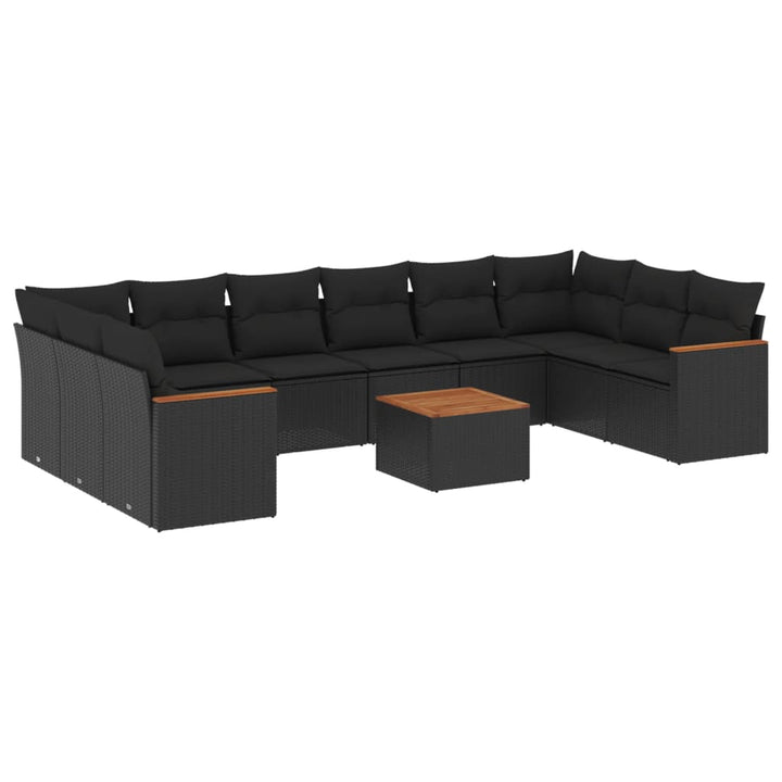 sofasæt til haven 11 dele med hynder polyrattan sort