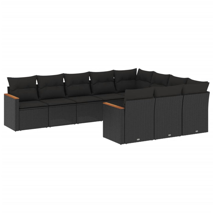 sofasæt til haven 10 dele med hynder polyrattan sort