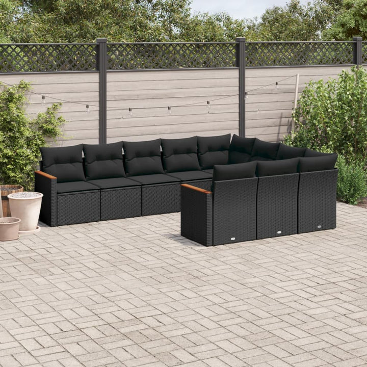 sofasæt til haven 10 dele med hynder polyrattan sort