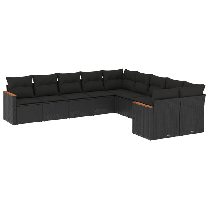 sofasæt til haven 10 dele med hynder polyrattan sort