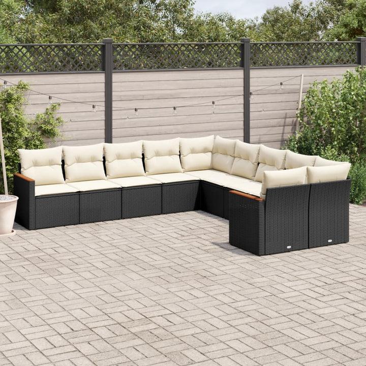 sofasæt til haven 10 dele med hynder polyrattan sort