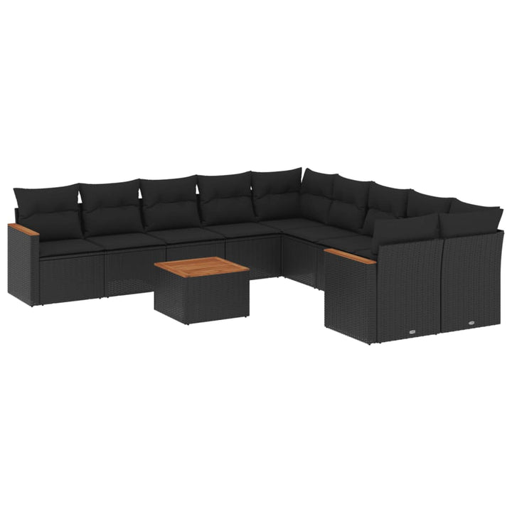 sofasæt til haven 11 dele med hynder polyrattan sort