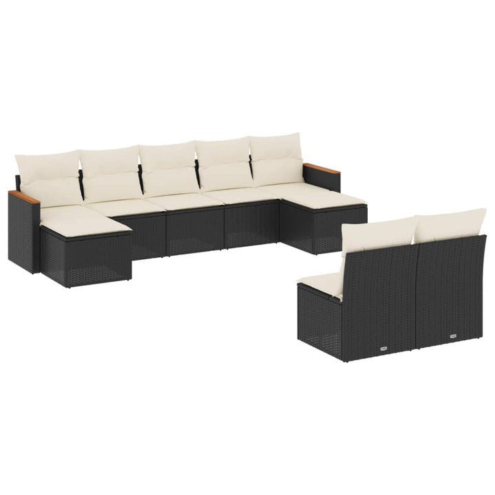 sofasæt til haven 9 dele med hynder polyrattan sort