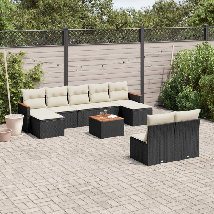 sofasæt til haven 10 dele med hynder polyrattan sort