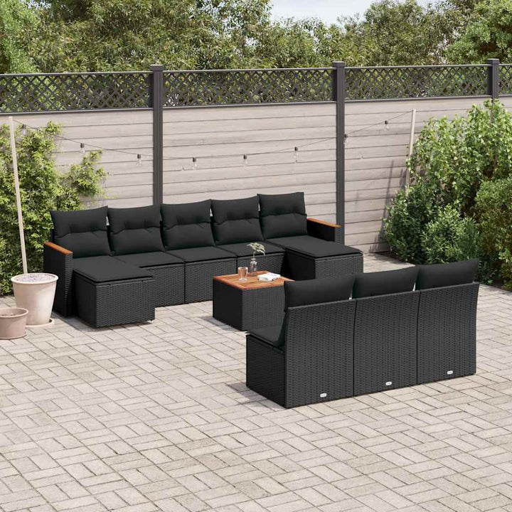 sofasæt til haven 11 dele med hynder polyrattan sort