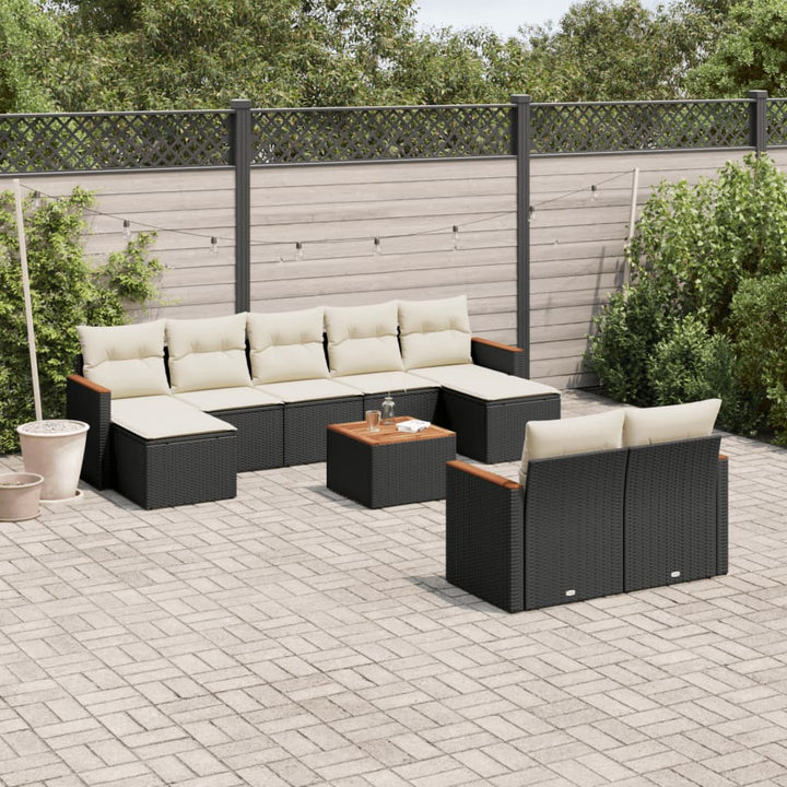 sofasæt til haven 10 dele med hynder polyrattan sort
