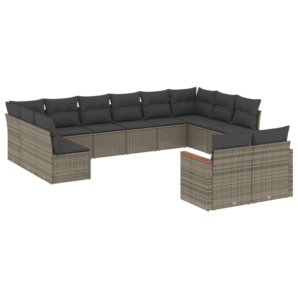 sofasæt til haven 12 dele med hynder polyrattan grå