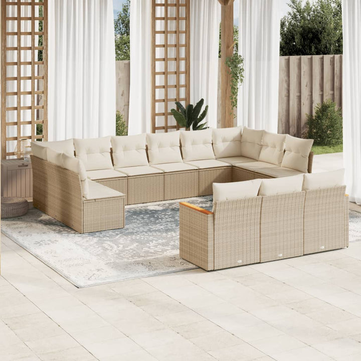 sofasæt til haven 13 dele med hynder polyrattan beige