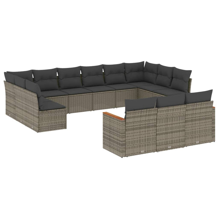 sofasæt til haven 13 dele med hynder polyrattan grå