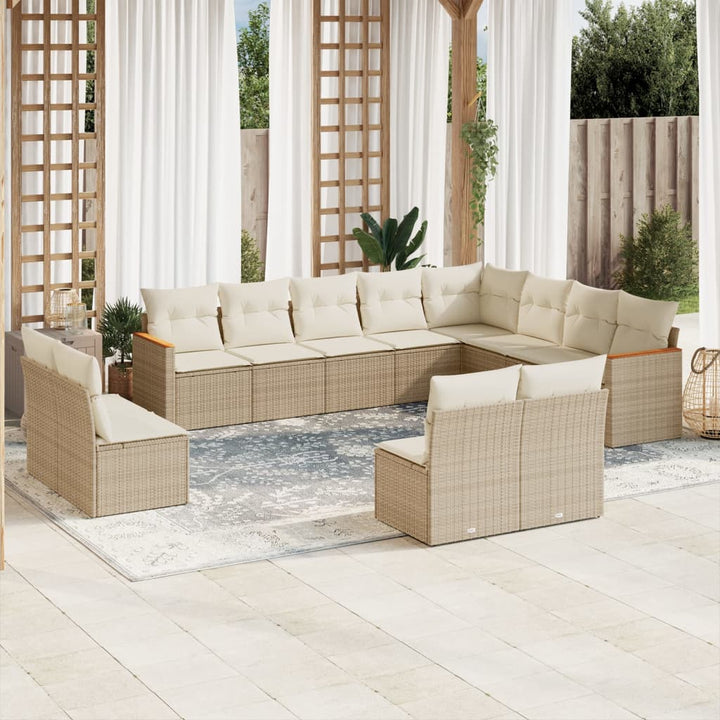 sofasæt til haven 12 dele med hynder polyrattan beige