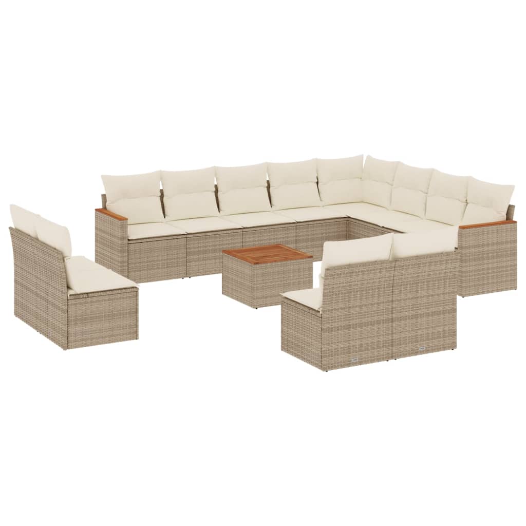 sofasæt til haven 13 dele med hynder polyrattan beige