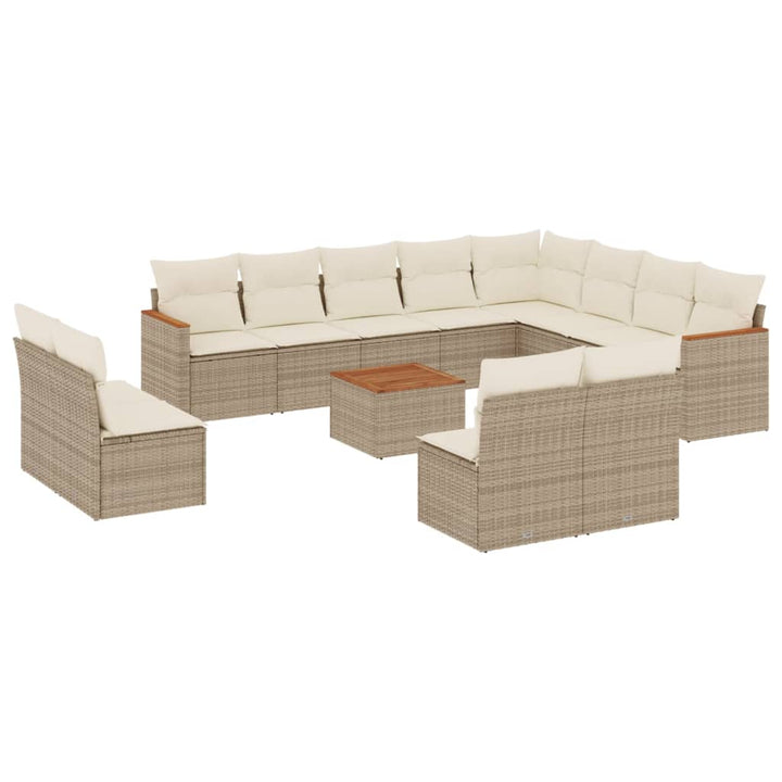 sofasæt til haven 13 dele med hynder polyrattan beige