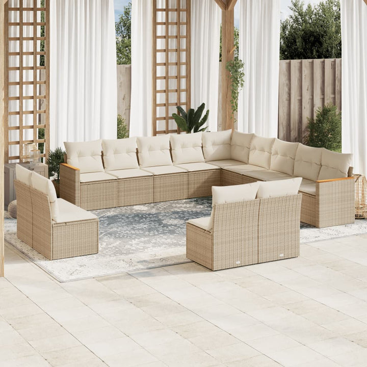 sofasæt til haven 13 dele med hynder polyrattan beige