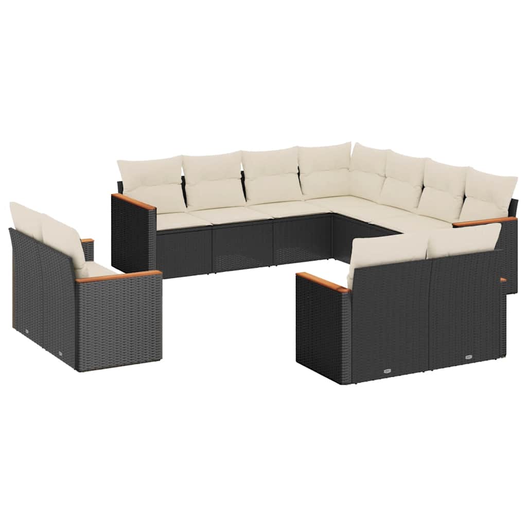 sofasæt til haven 11 dele med hynder polyrattan sort