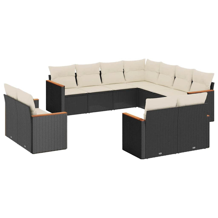 sofasæt til haven 11 dele med hynder polyrattan sort