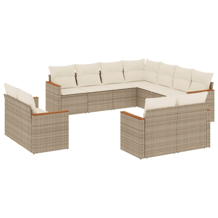 sofasæt til haven 11 dele med hynder polyrattan beige