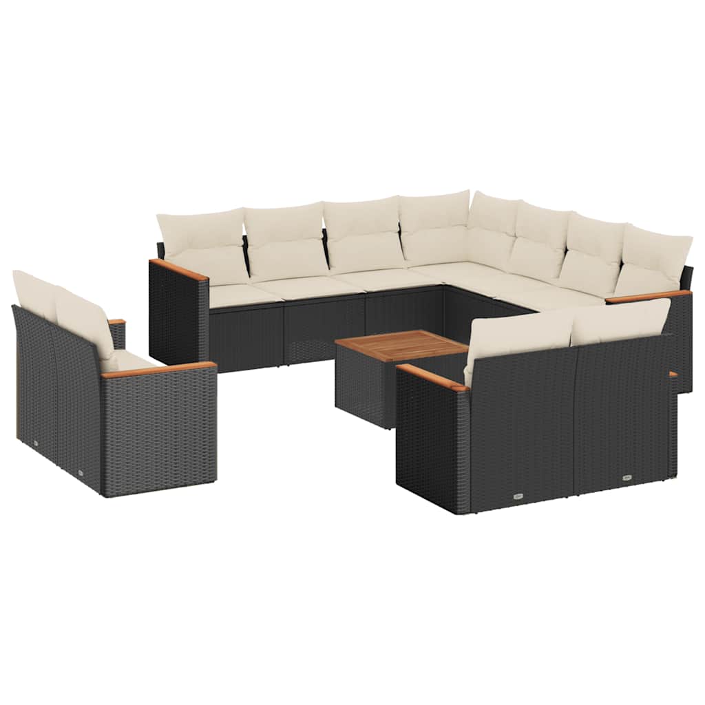 sofasæt til haven 12 dele med hynder polyrattan sort