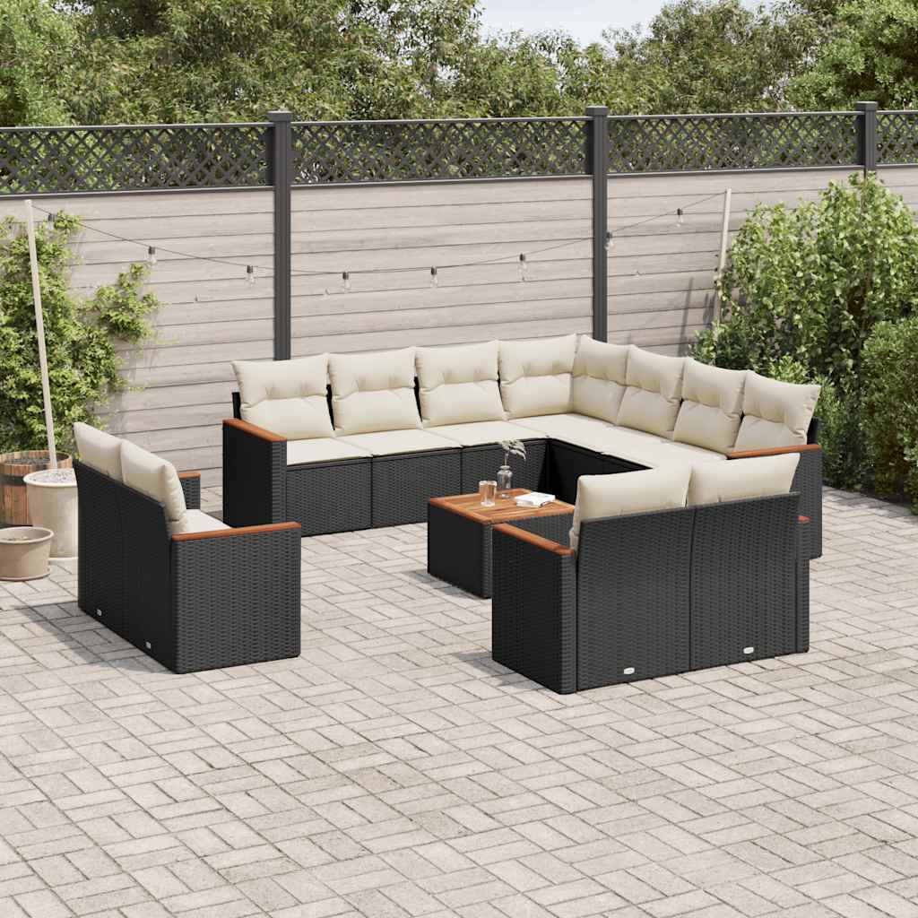 sofasæt til haven 12 dele med hynder polyrattan sort