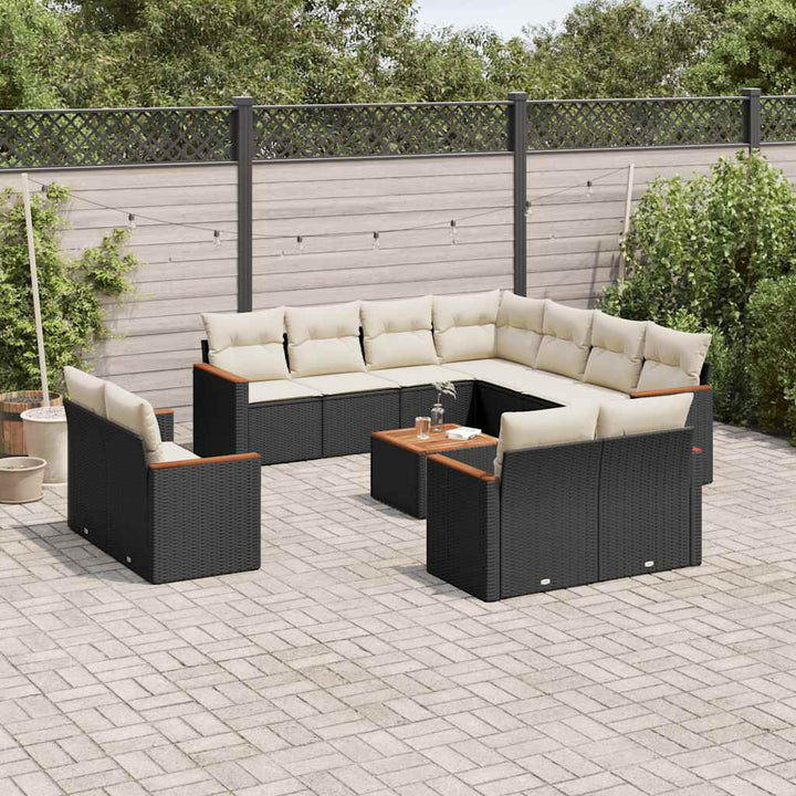 sofasæt til haven 12 dele med hynder polyrattan sort
